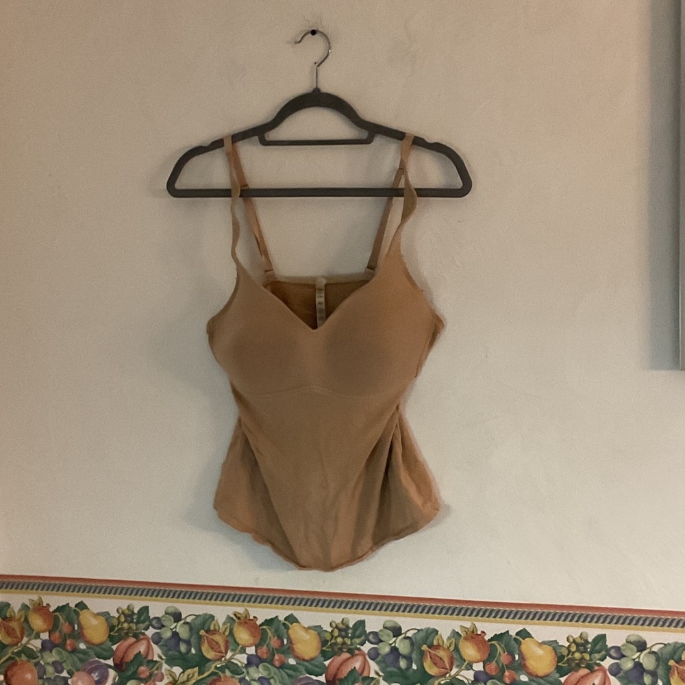 Sale! Rhonda Shear Molded Cup Cotton Camisole, Size L, Nude